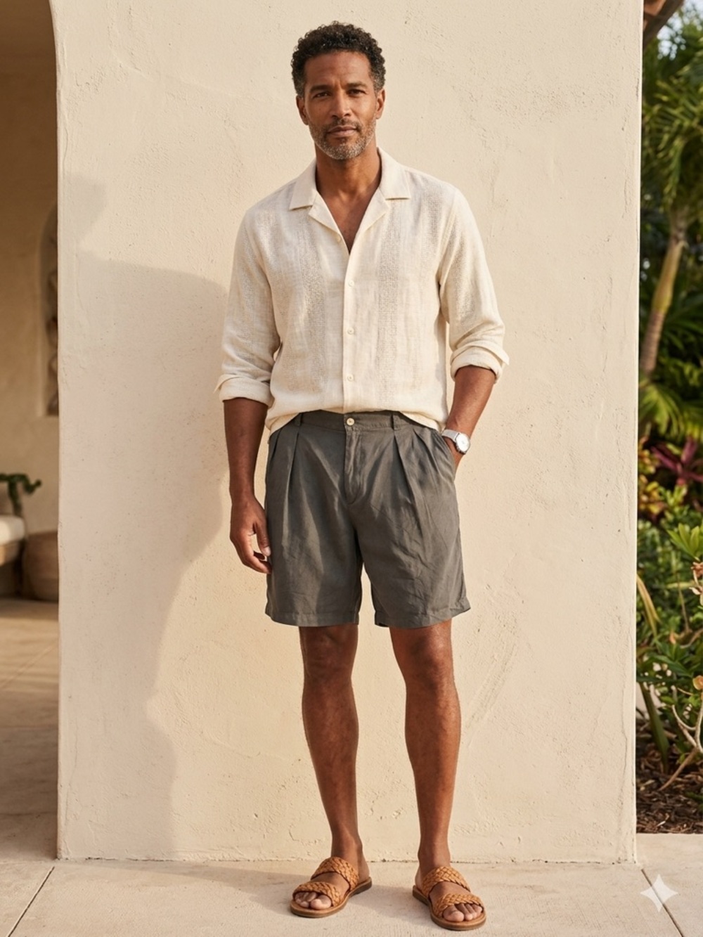 🦋Tommy Bahama Olive Silk Flat-Front Pleated Men's Shorts Sz 38